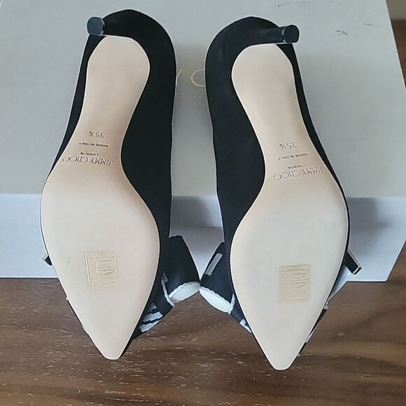NWT Jimmy Choo 35.5 Tegan 5 Black Bow Girly Dainty Coquette Suede Heels Pumps - Picture 9 of 14